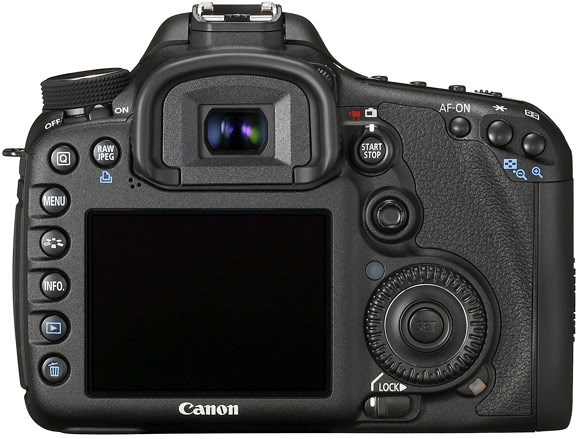Back of the EOS 7D, featuring a high resolution 3 inch LCD screen