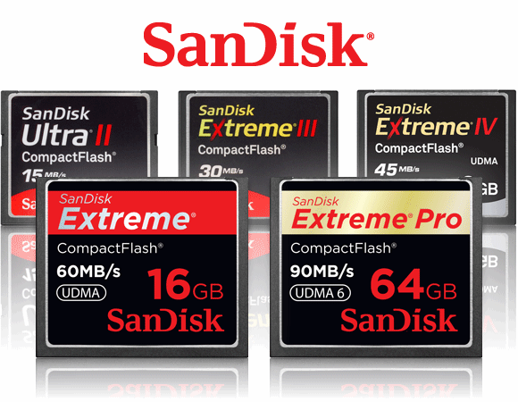 The SanDisk compact flash range