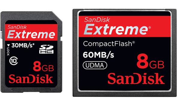 Sandisk Extreme 8GB SD and CF cards