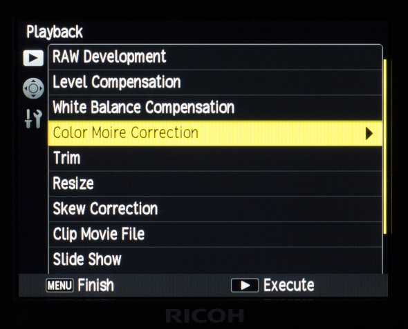 Some cameras that lack anti-aliasing filters offer control over removal of colour moiré.
