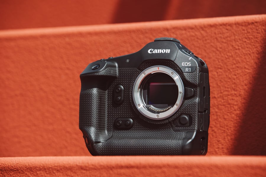 A photo of the Canon R1 mirrorless camera