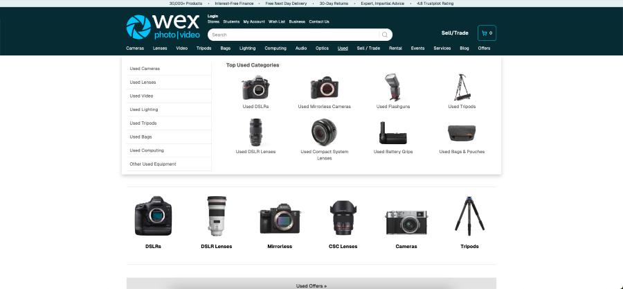 Buy used camera equipment from a reputable retailer