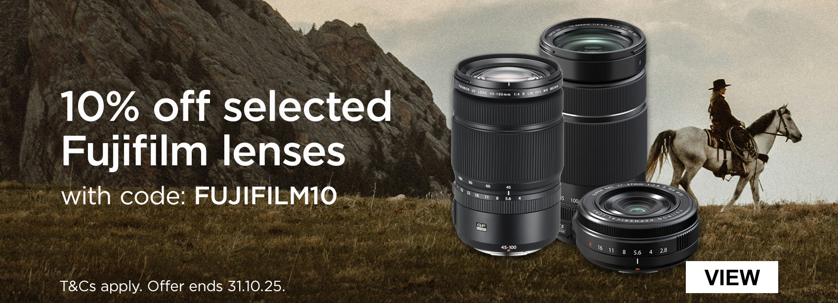 10% off selected Fujifilm  lenses with code: FUJIFILM10 T&Cs apply. Offer ends 31.10.2025