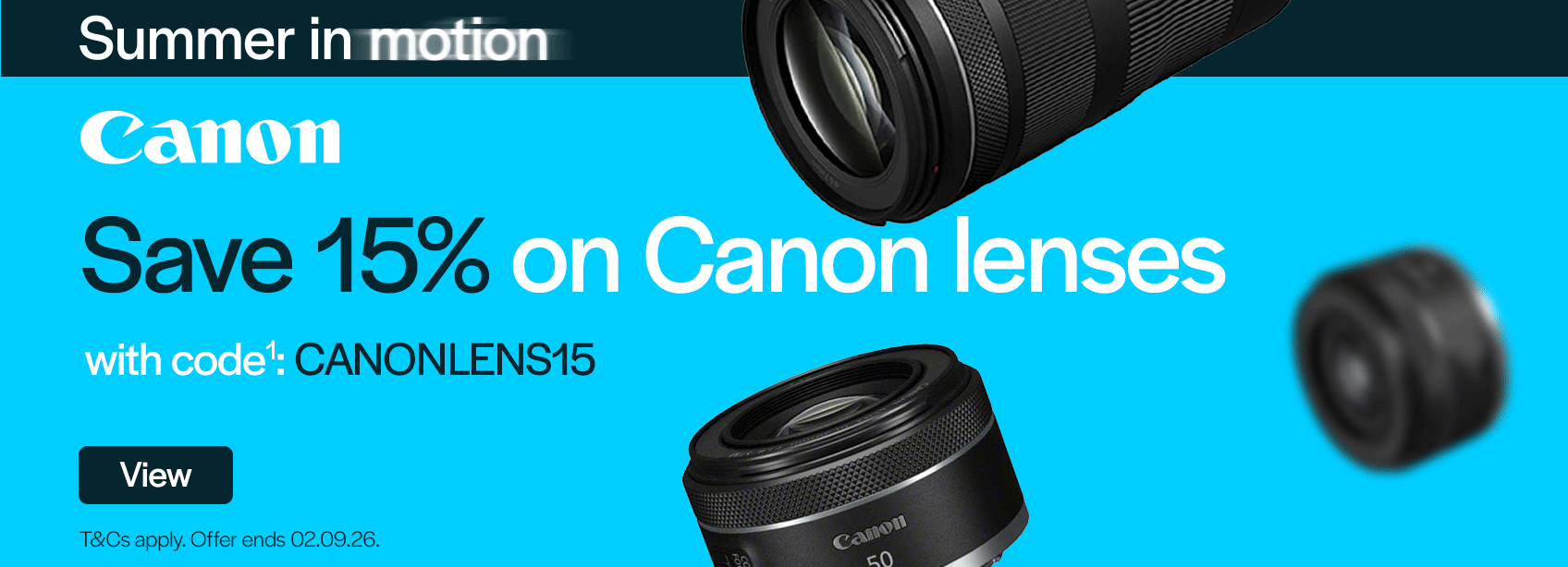 Save 15% on Canon lenses with code CANONLENS15