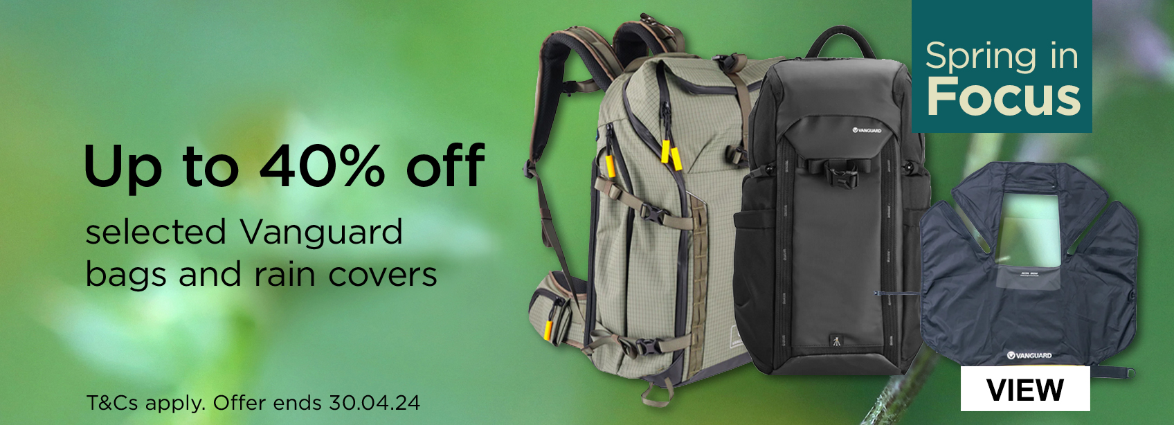 Up to 40% off selected Vanguard bags and rain covers