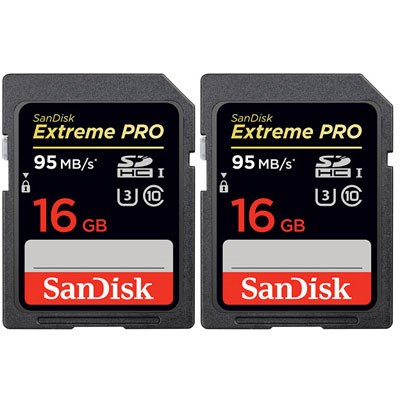 SanDisk 16GB Extreme Pro 95MB/Sec SDHC Card - Twin Pack