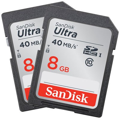 SanDisk 8GB Ultra 40MB/Sec SDHC Card - Twin Pack