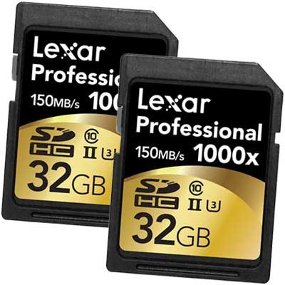 Lexar 32GB 1000x (150MB/Sec) Professional UHS-II SDHC Card - Twin Pack