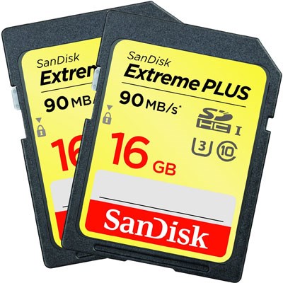 SanDisk 16GB Extreme 90MB/Sec SDHC Card - Twin Pack