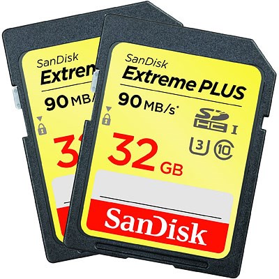 SanDisk 32GB Extreme 90MB/Sec SDHC Card - Twin Pack