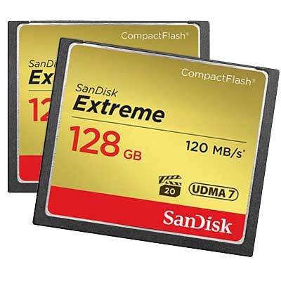 SanDisk Extreme 128GB 120MB/Sec Compact Flash Card - Twin Pack