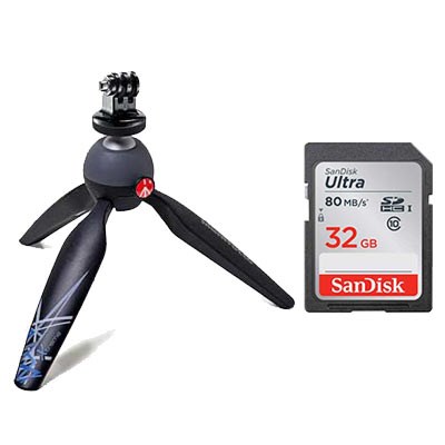 Manfrotto PIXI Tripod and SanDisk 32GB Card