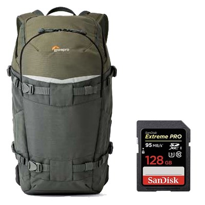 Lowepro Flipside Trek BP 350 AW + SanDisk 128GB Extreme Pro 95MB/Sec SDXC Card