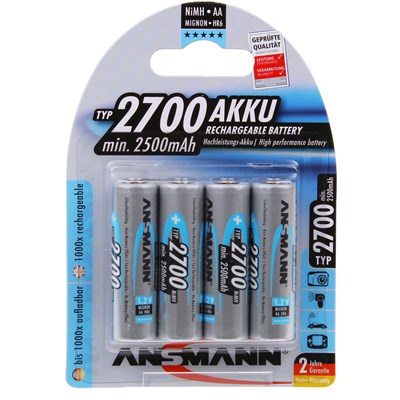 Ansmann 4 x AA NiMh 2700mAh Batteries