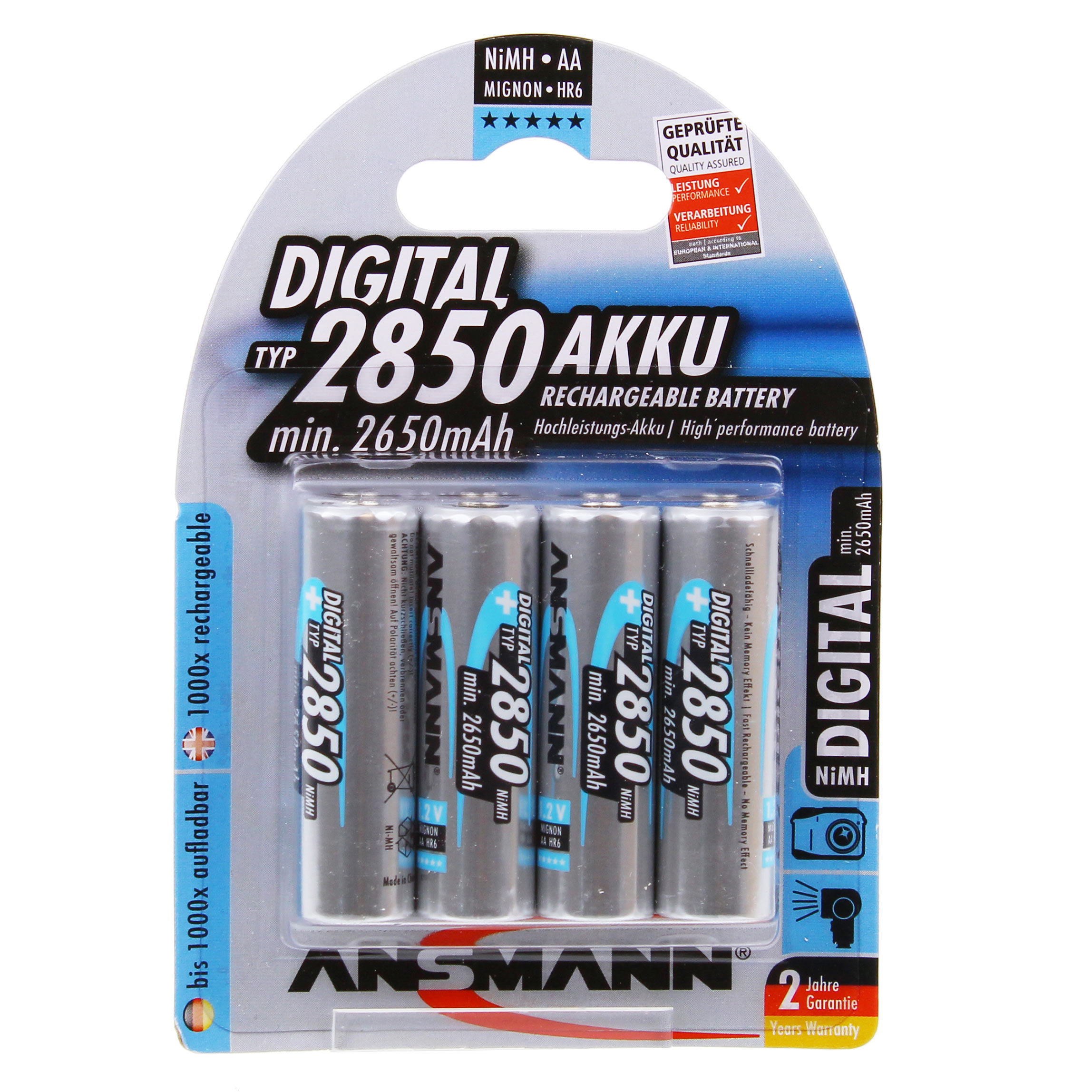 Image of Ansmann Digital NiMh 2850mAh AA Batteries (Pack of 4)