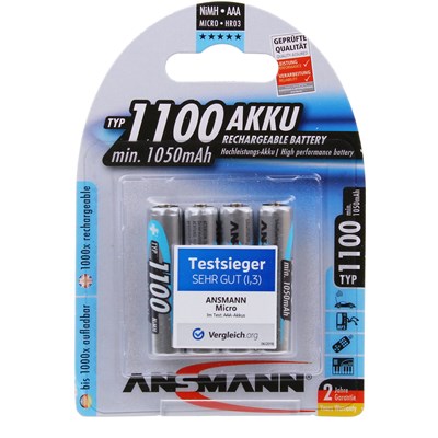 Ansmann 4 x AAA NiMh 1100mAh Batteries
