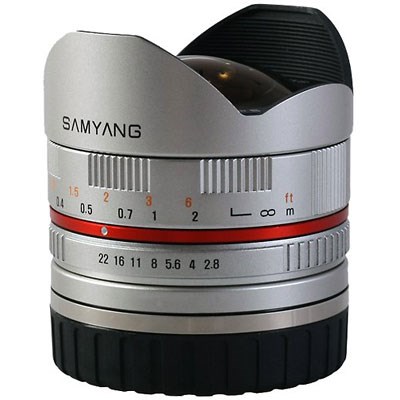 Samyang 8mm f2.8 Aspherical ED UMC Fisheye Lens - Silver - Samsung Fit