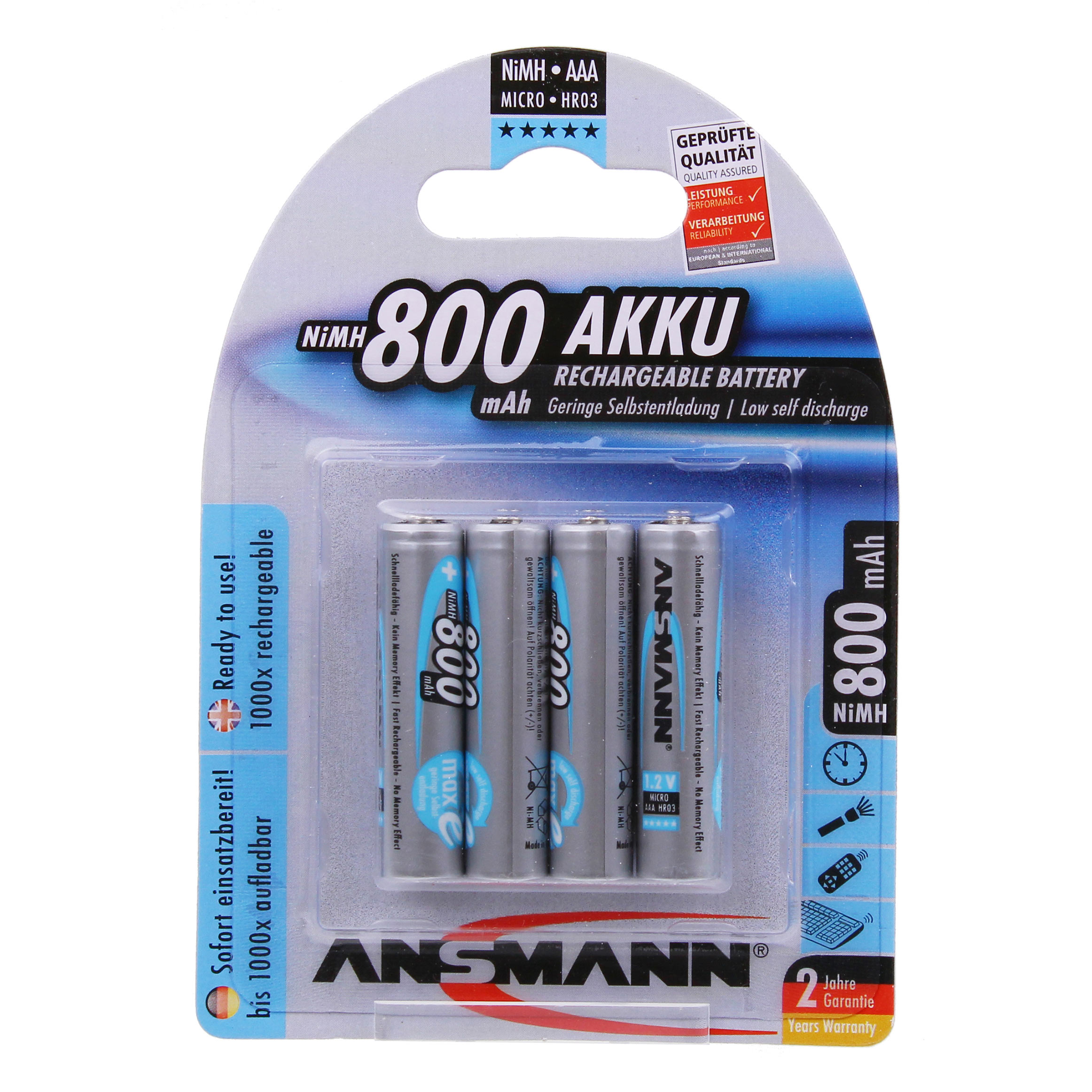 Image of Ansmann 4 x AAA 800mAh-Max e Batteries