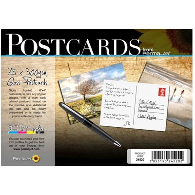 Permajet 6 x 4 Inch Gloss Postcards - 25 Sheets