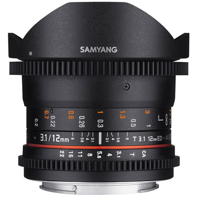 Samyang 12mm T3.1 ED AS NCS Fisheye Video Lens – Micro Four Thirds Fit