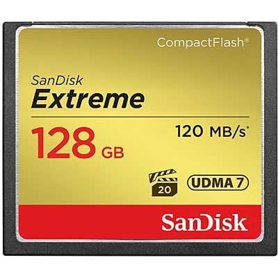 Used SanDisk Extreme 128GB 120MB/Sec Compact Flash Card