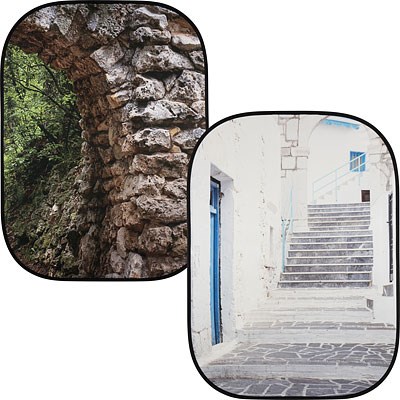 Lastolite Urban Collapsible Reversible Background 1.5 x 2.1m - Stone Archway / Grecian Steps