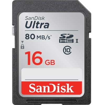 SanDisk 16GB Ultra 80MB/Sec SDHC Card