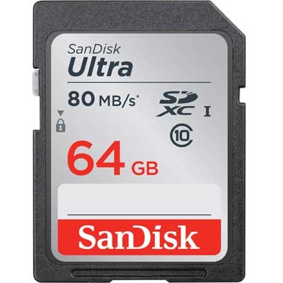 SanDisk 64GB Ultra 80MB/Sec SDXC Card