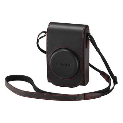 Panasonic TZ100 Leather Case and Battery Kit - Black / Red