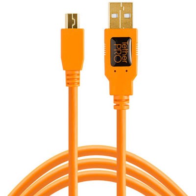 TetherTools TetherPro USB 2.0 Male to Mini-B 5 pin 15 foot Hi-Visibility Orange