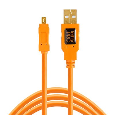 TetherTools TetherPro USB 2.0 A to Mini-B 8 pin 15ft Orange