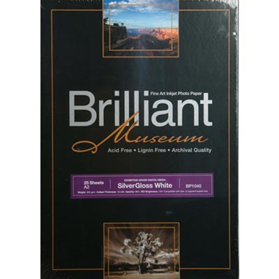 Brilliant Museum Inkjet Paper - SilverGloss White A2 25 sheets - 300gsm