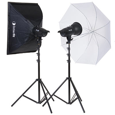 Image of Interfit F121 200w Twin Head Softbox and Umbrella Kit