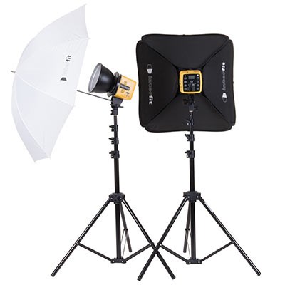 Interfit Honey Badger Twin Head Softbox and Umbrella Kit