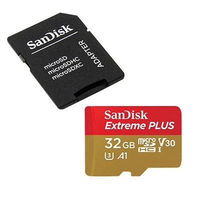 SanDisk 32GB Extreme 100MB/s microSDHC Card + Adaptor