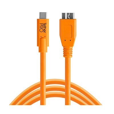 Used TetherTools TetherPro USB-C to 3.0 Micro-B 15ft (4.6m) Orange
