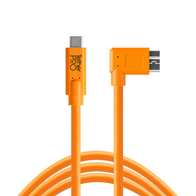 Image of TetherTools TetherPro USB-C to 3.0 Micro-B Right Angle 15ft (4.6m)Orange