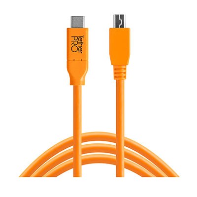 Used TetherTools TetherPro USB-C to 2.0 Mini-B 5-Pin 15ft (4.6m) Orange