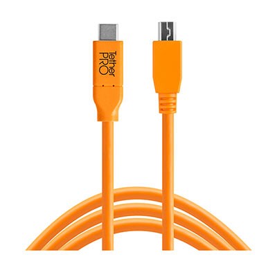TetherTools TetherPro USB-C to 2.0 Mini-B 8-Pin 15ft (4.6m) Orange