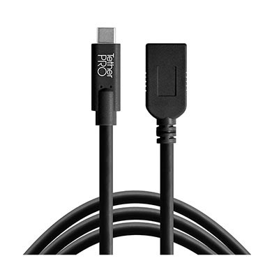 TetherTools TetherPro USB-C to USB Female Adapter (extender) 15ft (4.6m) Black
