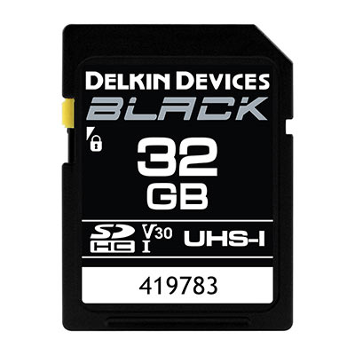 Image of Delkin BLACK 32GB UHS-I V30 U3 90MB/s SDHC Card