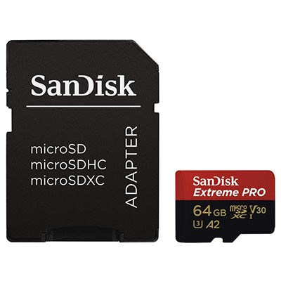 Sandisk 64GB Extreme PRO microSDXC +  SD Adapter