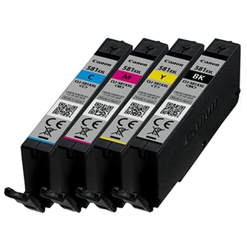 Canon CLI-581XXL (46.8ml) High Yield Black/Cyan/Yellow/Magenta Ink Cartridges
