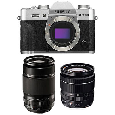 Fujifilm X-T30 Digital Camera with XF 18-55mm + XF 55-200mm Lens - Silver