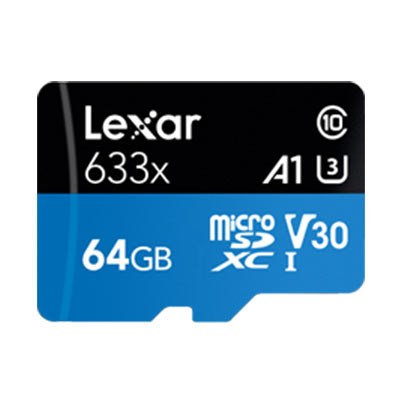 Lexar 64GB 633x (95MB/Sec) High Performance UHS-I MicroSDXC Card plus Adapter