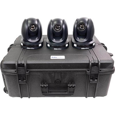 Datavideo 3 x PTC-140TH HDBaseT PTZ Camera with HBT-11 and custom foam hardcase