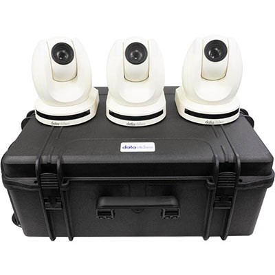 Datavideo 3 x PTC-150TW HDBaseT PTZ Camera with HBT-11 and custom foam hardcase