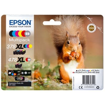 Epson 378XL + 478XL (60.5ml) Claria Photo HD Multipack 6 Colours Ink Cartridges