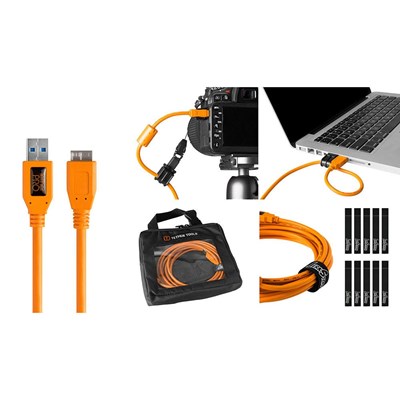 TetherTools Starter Tethering Kit - TetherPro USB 3.0 to Micro-B 15 Inch (4.6m) Orange