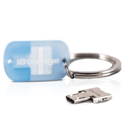 iStorage On The Go USB adapter and keyring case